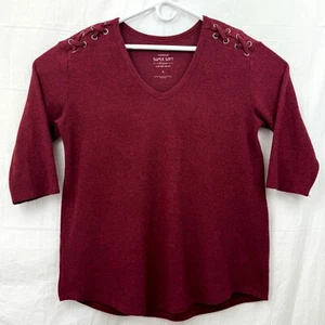 Torrid Super Soft Plush V-Neck Lace-Up Shoulder Detail Women +Size 1 Jester Red - Picture 1 of 7