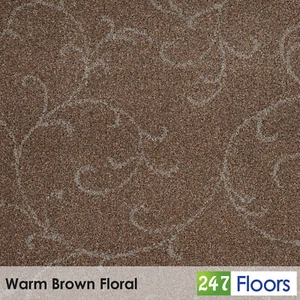 Warm Brown Floral Wilton Carpet 11mm Woven Back Pattern Dining Room Lounge - Picture 1 of 3