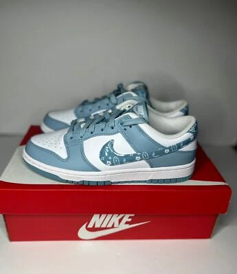Sz W10/M8.5 WMNS Nike Dunk Low Essential Paisley Pack Worn Blue White DH4401-101 - Image 1 of 3