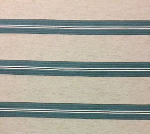 BALLARD DESIGNS AZRA TEAL BLUE STRIPE RAILROADED UPHOLSTERY FABRIC BY YARD 54"W - Picture 1 of 5