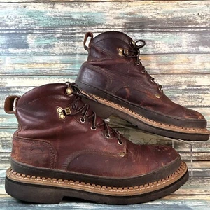 Lehigh Steel Toe Safety Boots Mens 9.5 Brown Leather Construction Worn In Combat - Picture 1 of 14