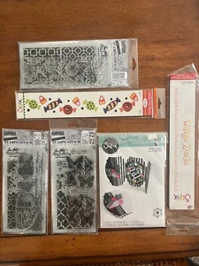 Sizzix Thinlits and Tim Holtz stamps/stencil a lot of 6 as shown.  655555, THMM - Picture 1 of 5