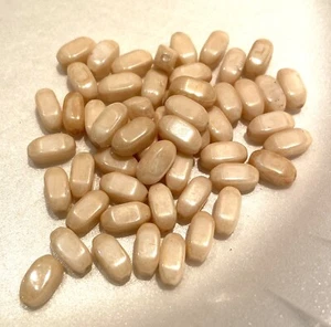 8oz. Glass Beads - Shiny Tan color- oblong shape - 11mm long - Picture 1 of 2