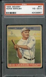1933 Goudey #47 Heinie Manush - PSA 4