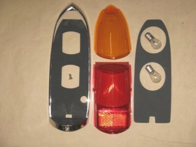 MG Tail Lamp Stop Light Lens 2pc w/Bezel LUCAS on MGB MGBGT MGC Midget 1962-69 - Image 1 of 3