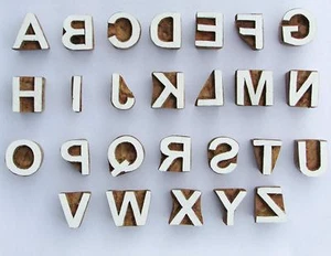 Wooden Stamp Printing Blocks Alphabet Decorative Handmade Fabric Tattoo Blocks - Picture 1 of 2