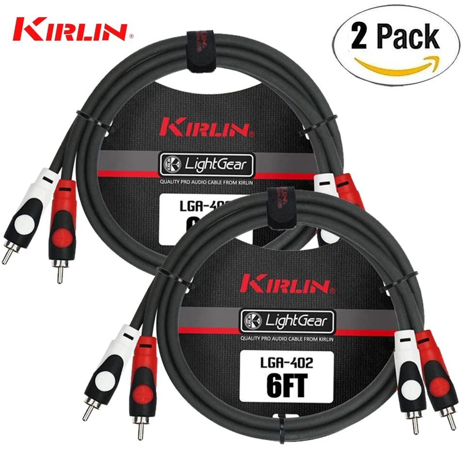 PACK de 2 cables de conexión macho enchufe fono RCA doble Kirlin 6 pies LightGear código de color Foto 1 de 1