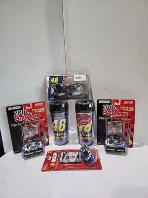 NASCAR Lot Jimmie Johnson 3  1:64 Diecast Cars 2 Drivers Cups & Sunglasses  - Image 1 of 4
