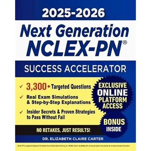 2025 2026 Next Generation NCLEX PN Success Accelerator Exam Prep Workbook - Picture 1 of 1