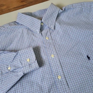 Camisa ligera Polo Ralph Lauren para hombre 2XLT azul a cuadros manga larga abotonada - Imagen 1 de 8