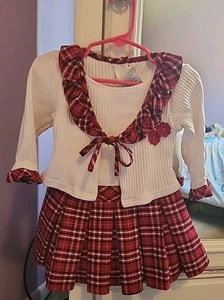 MÄDCHENKLEID WEISS UND ROT KARIERT VON YOUNGLAND.   gr. 2T - Bild 1 von 11