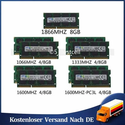 SAMSUNG DDR3/3L 8GB 16GB 4GB 1066 1333 1600 MHz Laptop Memory RAM SODIMM 204-Pin - Bild 1 von 4
