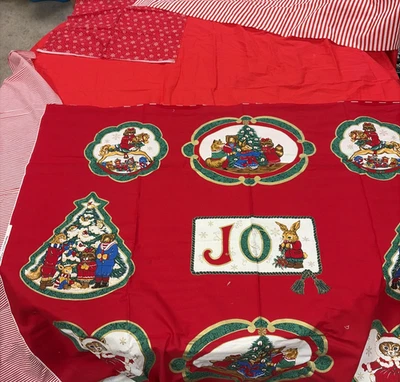 Wamusutta Vintage Christmas Panel With 4 Other Cotton Christmas Fabrics - Image 1 of 4