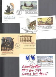 4 1980's postal card FDC's; 3 w/ Fleetwood cachets; 1 posted a second time - Picture 1 of 2
