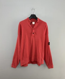 Vintage 80s Stone Island Pullover 1/3 Buttons Sweater Jumper Badge Size L - Picture 1 of 13