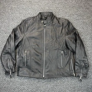 Street & Steel Leather Motorcycle Jacket Men 2XL Zipout Liner Biker Coat Scooter - Picture 1 of 16