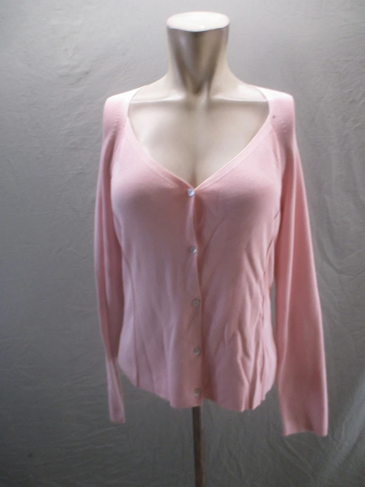 Cárdigan suave ligero con botones de seda rosa talla M ALFANI para mujer 404 Foto 1 de 4