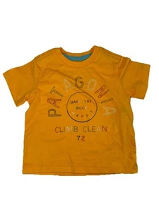 Patagonia Baby Bio-Baumwolle gelb Grafik Logo T-Shirt Größe 3-6 Monate neu ohne Etikett - Bild 1 von 6