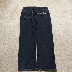 Y2K Mecca Baggy Skater Embroidered Black Jeans 36Wx32L - Picture 1 of 8