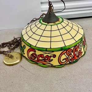 Vintage Faux Buntglas Tiffany Coca Cola hängende Deckenleuchte Lampenschirm - Bild 1 von 6