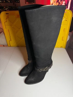 Botas para mujer Cole Haan Air talla 7 B cuero negro marrón hasta la rodilla Foto 1 de 4