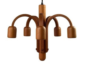 60er 70er Jahre Teak Deckenlampe Hängelampe Kronleuchter Domus Denmark Design - Bild 1 von 21