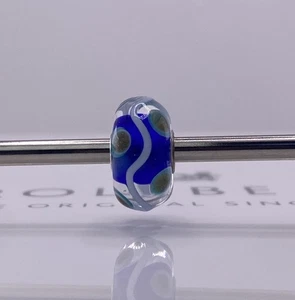 Trollbeads OOAK Unique Blue Waves Glass Bead - Picture 1 of 5