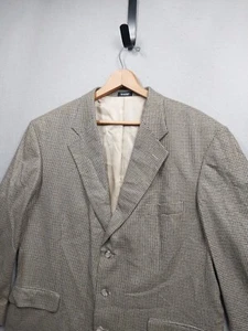 Robert Stock Silk Wool Blend Blazer Suit Jacket Mens 46R Multicolor Houndstooth - Picture 1 of 7