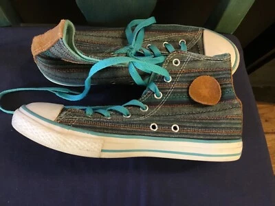 Parche de cuero a rayas Converse AS Shoes Juniors US 6 Aqua/Marrón Foto 1 de 4