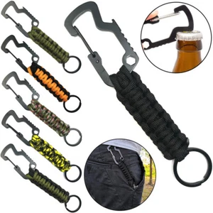 Mosquetón abridor de botellas para exteriores Paracord supervivencia llavero para camping al aire libre - Imagen 1 de 13