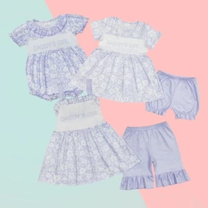 Geschwister Baby Mädchen Papas Mädchen Blumen Strampler Shorts Kleidung Sets - Bild 1 von 8