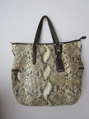 Enorme Bolso de Mano Tumi Snake Python Ligero de Cuero Bolso de Mano Foto 1 de 4