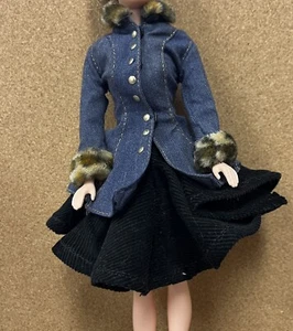 Bild Lilli Clone Jean Jacket With Leopard Trim And Two Flare Skirts - Picture 1 of 12
