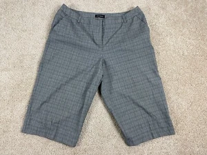 Ashley Stewart Bermuda Shorts Womens Size 38 Stretch Hook & Eye Checkered Gray - Picture 1 of 11