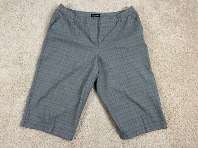 Bermudas Ashley Stewart para mujer talla 38 elásticas gancho y ojo gris a cuadros Foto 1 de 4