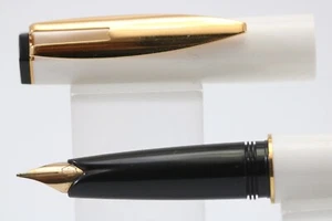 Vintage Waterman Reflex White Medium Fountain Pen, GT (Ink Supplied 2) - Foto 1 di 5