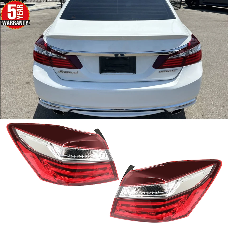 Pair Tail Lights Fit For 2016-2017 Honda Accord Left and Right Outer Brake Lamp Foto 1 de 4