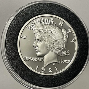 1921 Peace Dollar Proof Collector Coin Copy 2 Troy Oz .999 Fine Silver Round 999 - Picture 1 of 15