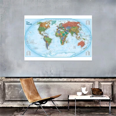 Mapa del mundo de 7x5 pies 5x3 pies sin banderas impresiones de póster de pared decoración de pared de oficina Foto 1 de 4