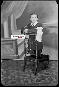 Communion, Garçon, Plate Glass Photo, Negative Black & White 10x15 CM Cup France - Picture 1 of 2