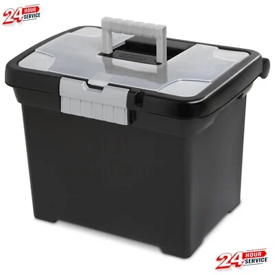 Caja de archivos portátil Sterilite, plástico, negra Foto 1 de 4