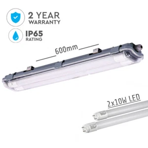 LED Feuchtraumleuchte Wannenleuchte V-TAC  2x Röhre 10W 60cm 4000K IP65 - Bild 1 von 8