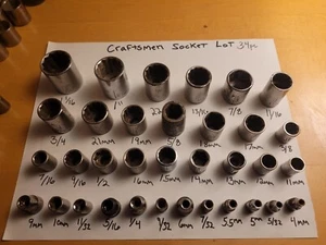  Craftsman Sockets 12 and 6p  Set 34pc Metric Sae  Shallow 1 1/16 - 4mm - Bild 1 von 2