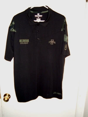 NCAA Iowa State Cyclones Mens XL Military OHT Colosseum Black/Camo Polo Shirt - Image 1 of 4