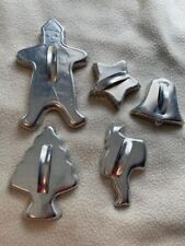 5 Vintage Aluminum Holiday Cookie Cutters with Handles