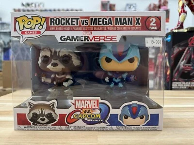 Funko Pop! Paquete de 2 Deluxe Marvel Capcom Gamerverse Rocket and Megaman Foto 1 de 2