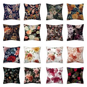 PILLOW COVER Floral Flower Decorative Double Sided Soft Sofa Cushion Case 18x18" - Picture 1 of 26