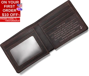 Personalized Engraved Leather Wallet for Dad Son Husband Boyfriend - Perfect for - Picture 1 of 12