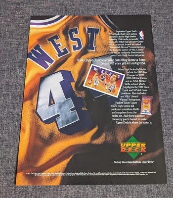 1992 Upper Deck Promo Sheet Jerry West Los Angeles Lakers HOFer - Image 1 of 2