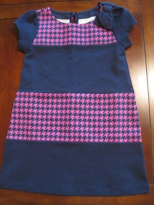 Vestido Gymboree Niña Azul Marino Magenta Lazo a Cuadros Mezcla de Algodón Manga Corta Talla 5 Usado en Excelente Condición Foto 1 de 4